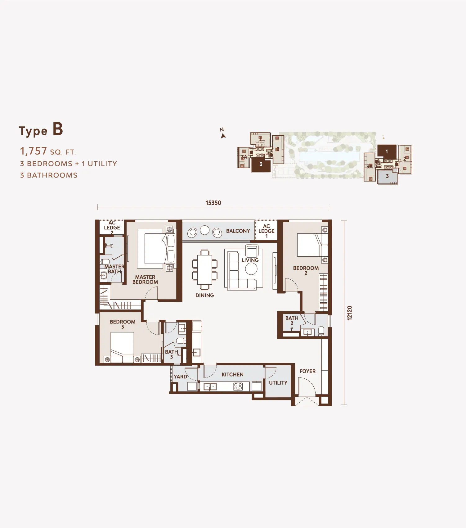 Allevia Type B floor plan in Mont Kiara, Kuala Lumpur