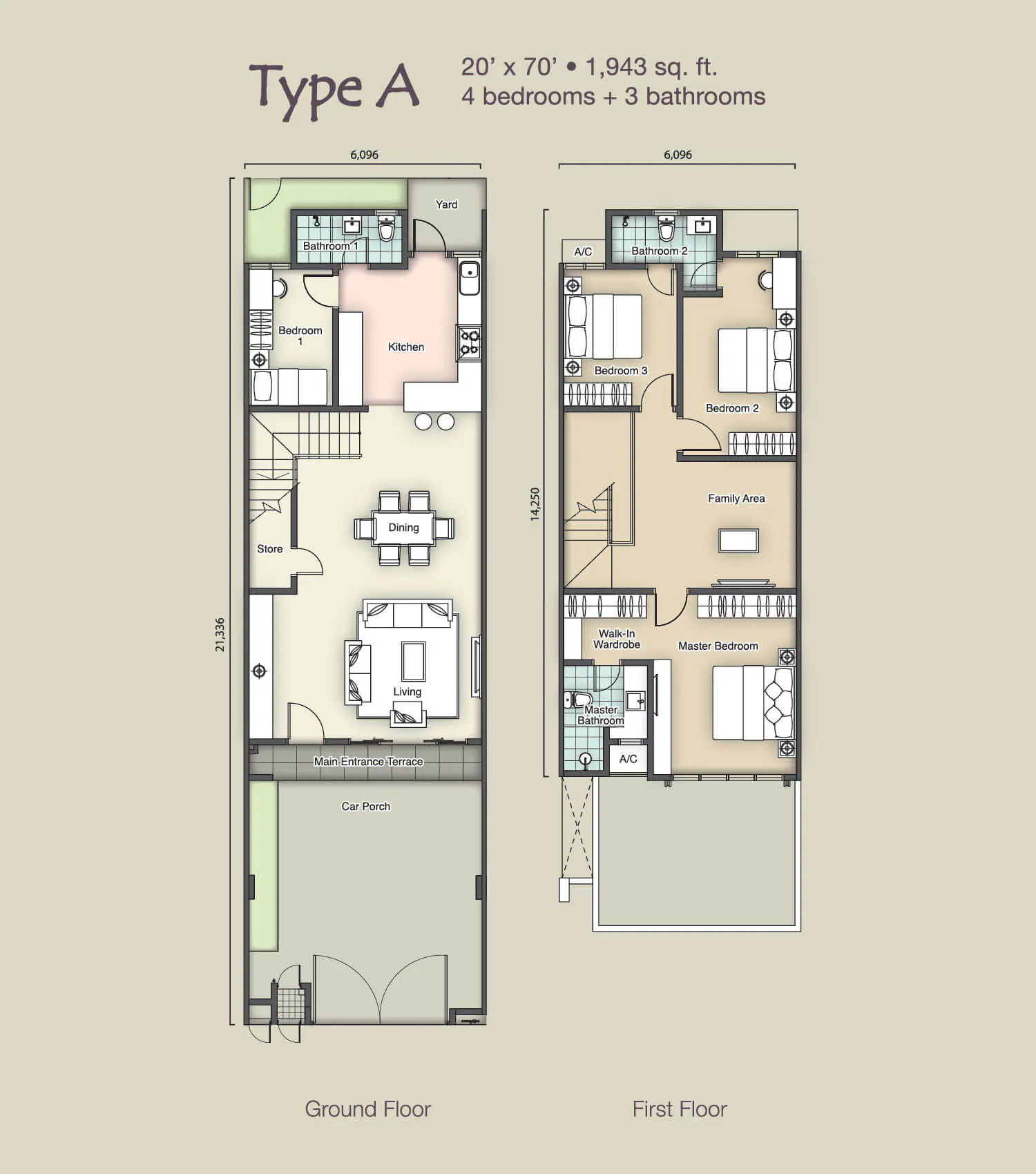 Dahlia Double Storey Terrace Homes Floor Plans Type A
