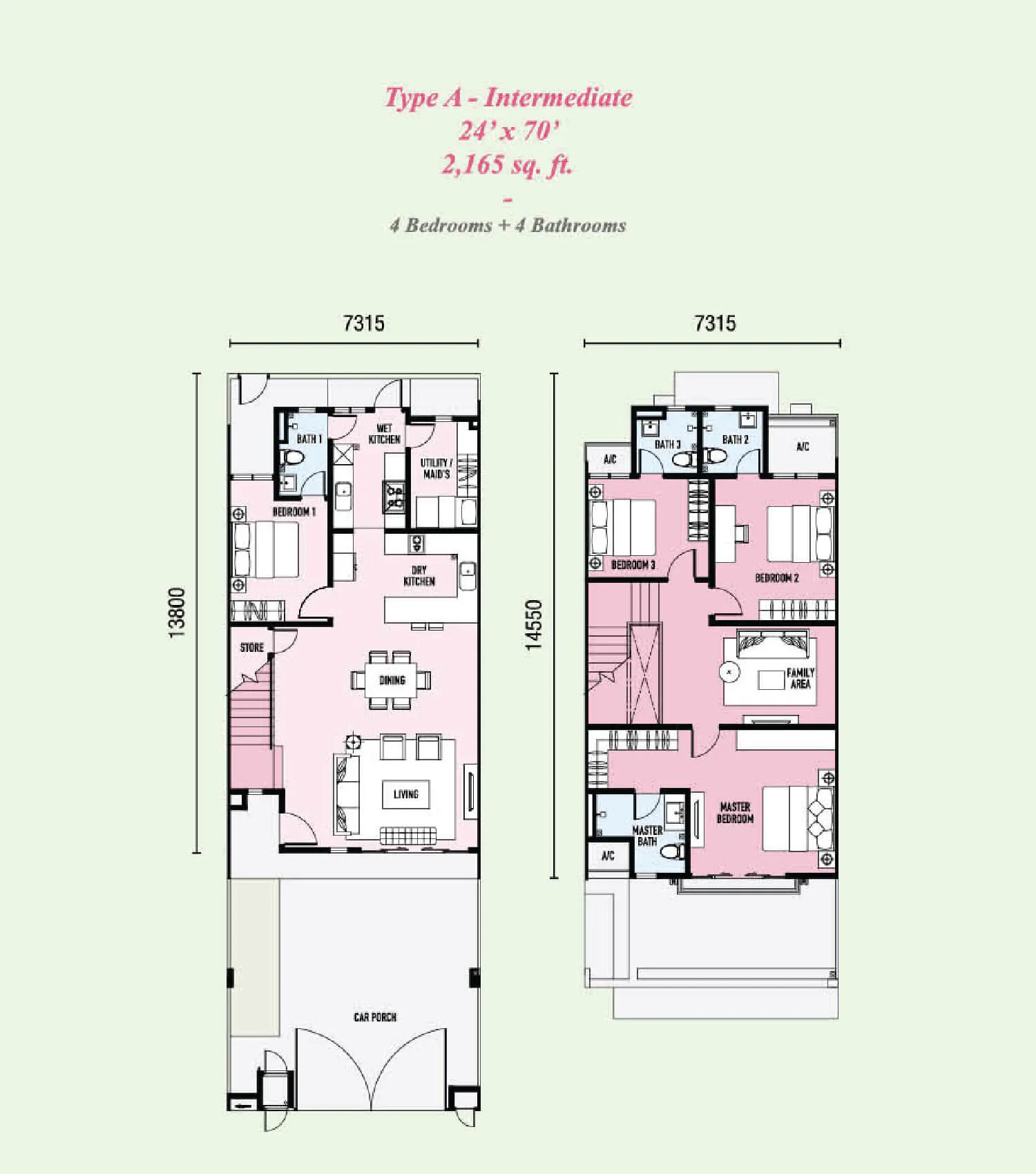 Dahlia 2 Double Storey Terrace Homes Floor Plans Type A