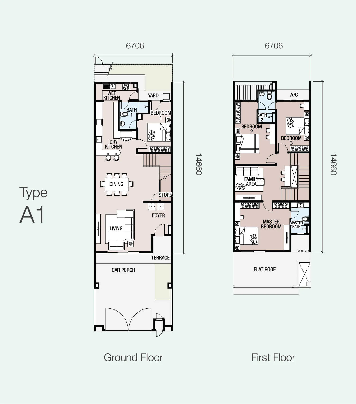 Eugenia 1 Double Storey Terrace Homes Floor Plans Type A