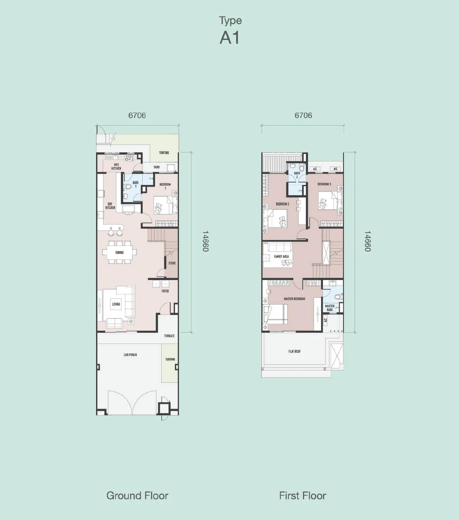 Eugenia 2 Double Storey Terrace Homes Floor Plans Type A1