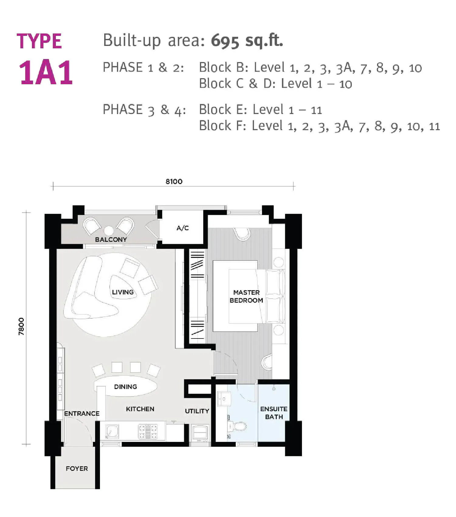 Radia Residences Floor Plan Type 1A1