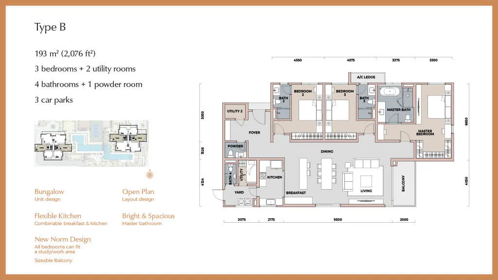 The Minh Type B floor plan in Mont Kiara, Kuala Lumpur
