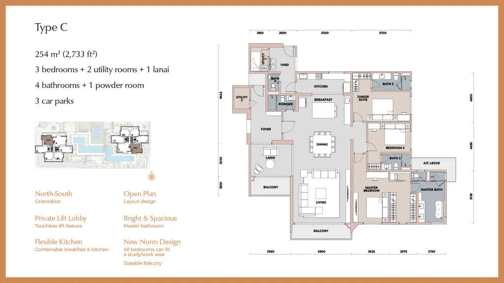 The Minh Type C floor plan in Mont Kiara, Kuala Lumpur