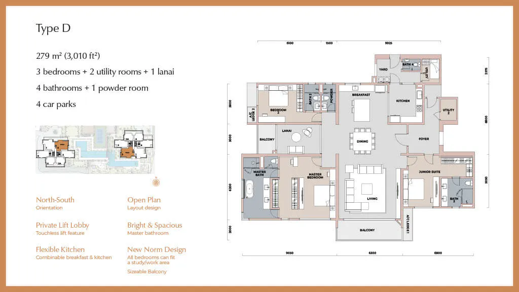 The Minh Type D floor plan in Mont Kiara, Kuala Lumpur